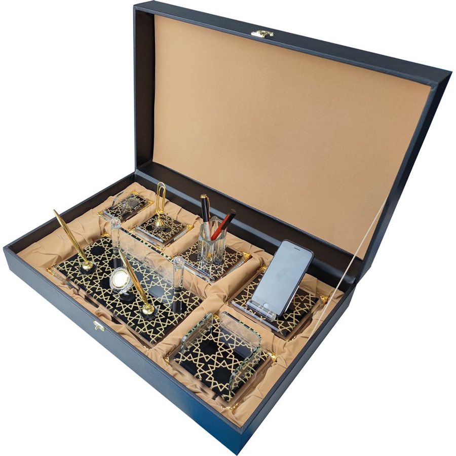 طقم مكتب كريستال فاخر بزخرفة ذهبية MD-DS-31