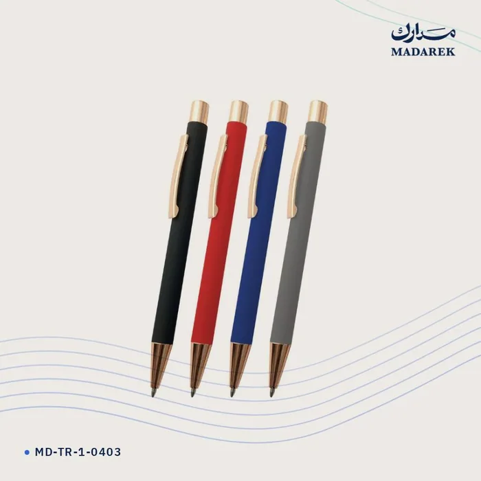 قلم حبر جاف — معدن · ملمس مطاطي