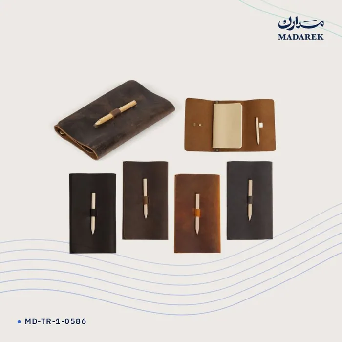 جراب دفتر — جلد طبيعي · مزدوج
